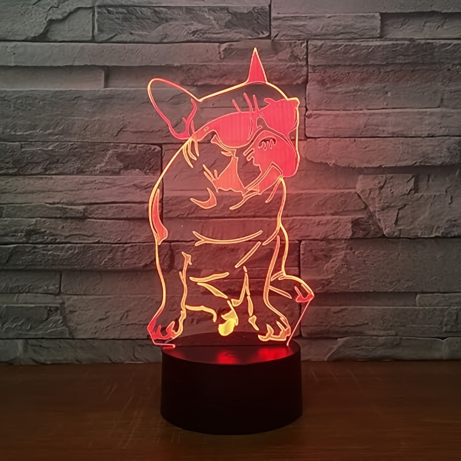 DecoBulldog - Lampe Bulldog Français 3D avec Couleurs