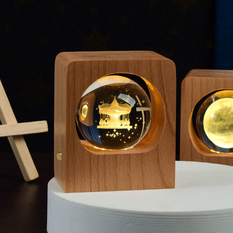 3D Espace Boule de Cristal USB Dimmable Luminaires de Nuit