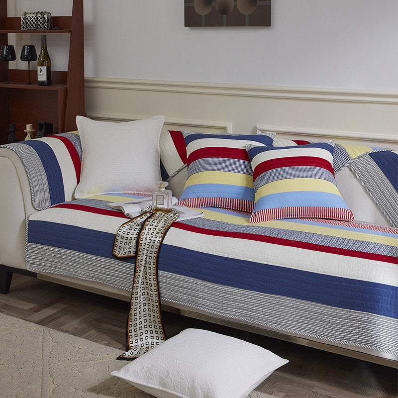 Coussin en coton à rayures rétro pour canapé