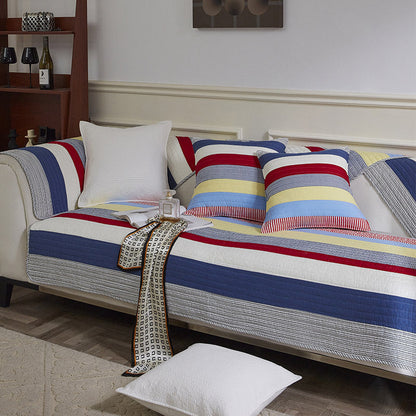 Coussin en coton à rayures rétro pour canapé