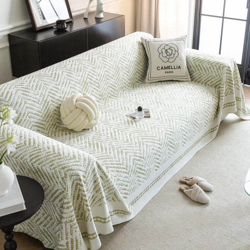 Couverture en laine herringbone pour canapé/canapé été refroidissant