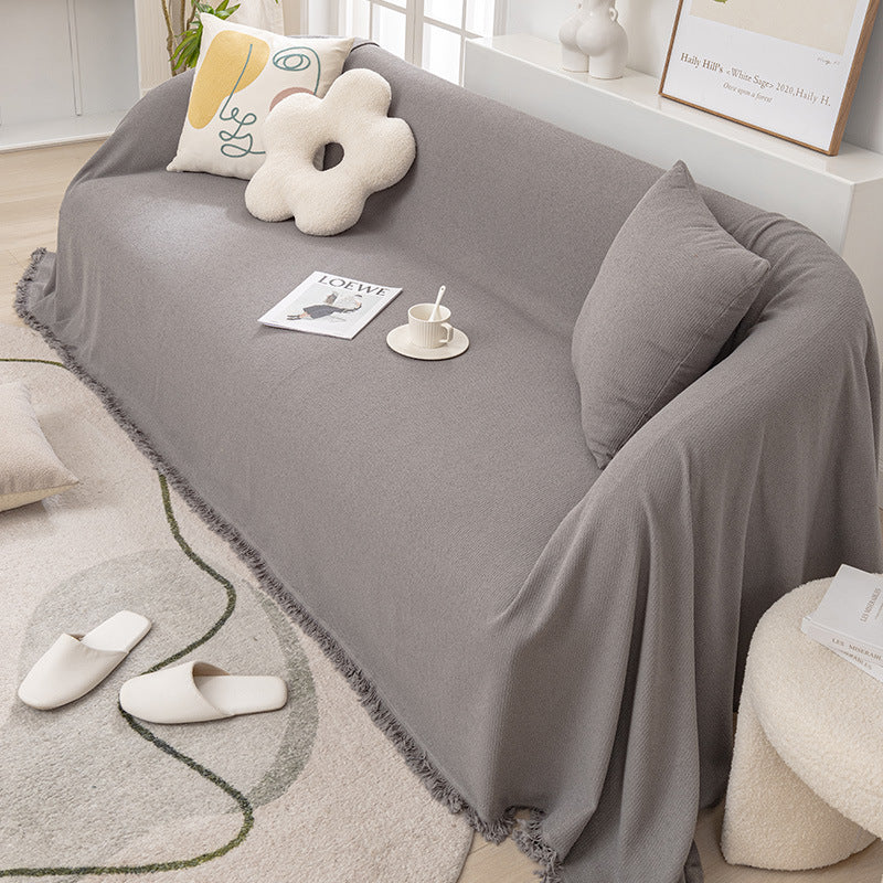 Couverture de sofa/canapé réversible en chenille doux léger