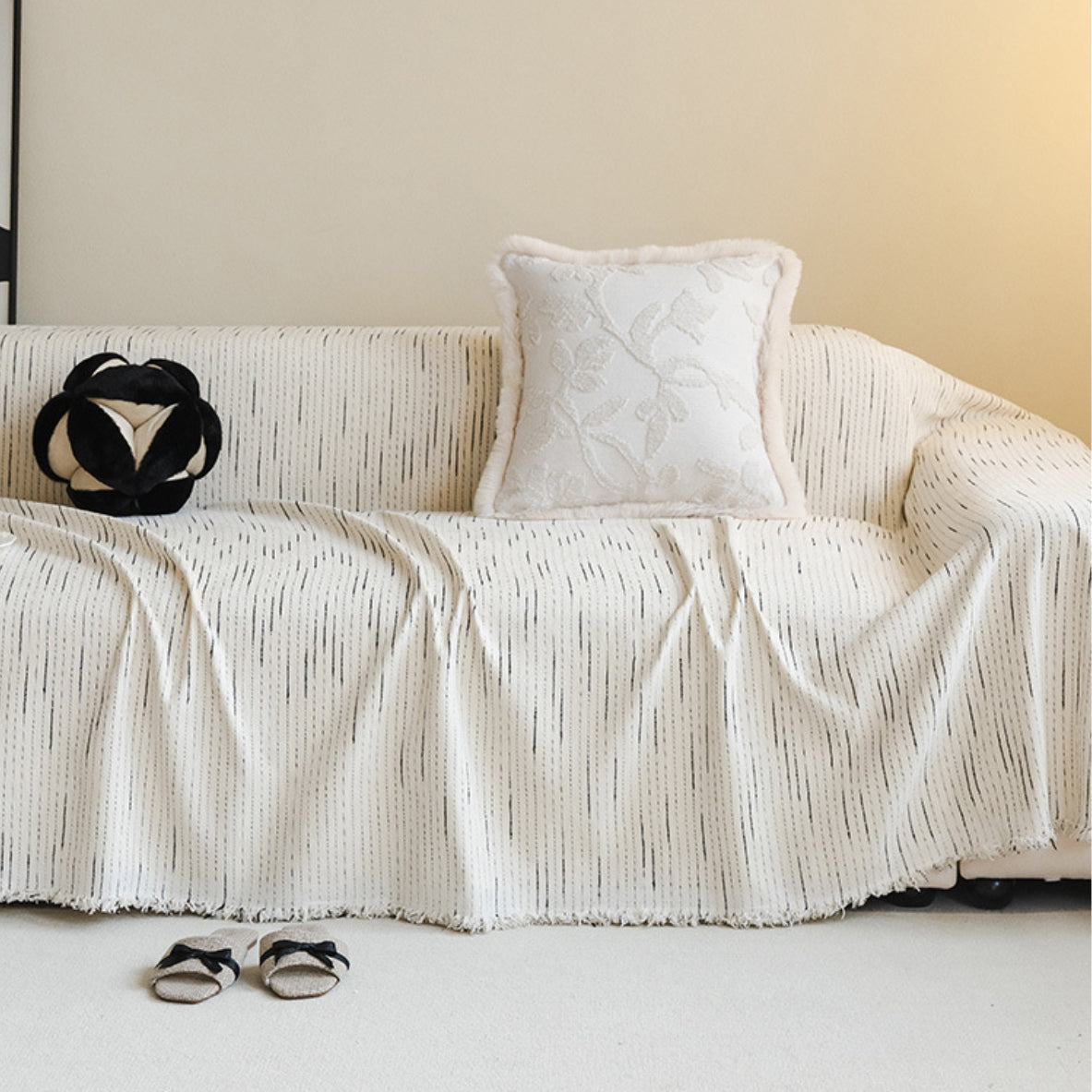 Couvre-sofa/canapé en chenille esthétique minimaliste