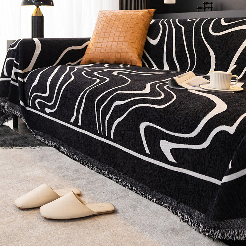 Couverture Monochrome Chic en Chenille pour Canapé/Couch