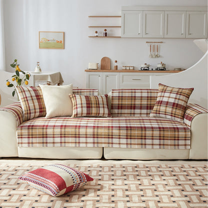 Couvre-canapé en coton-lin tartan écossais