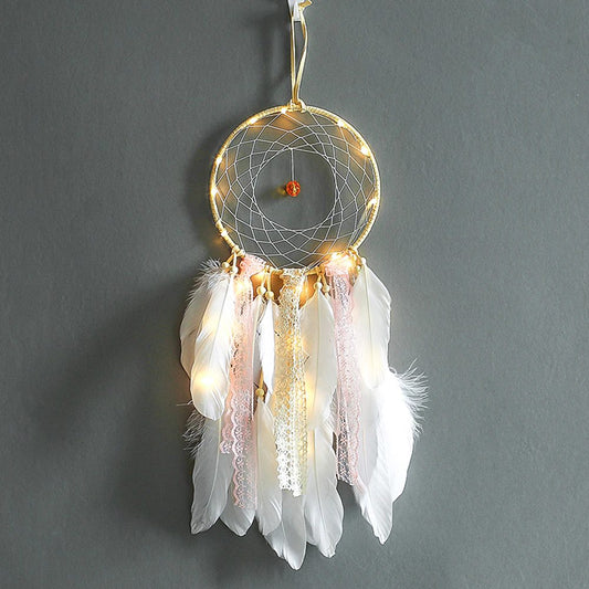 Floroux Fairy Light Dreamcatcher | Decorative Dreamcatcher with LED Lights | Ambient Light for the Home | Boho Decoration