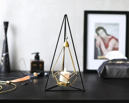 Floroux Geometric Hanging Candle Holder or Iron Vase | Modern Design | Versatile Decor