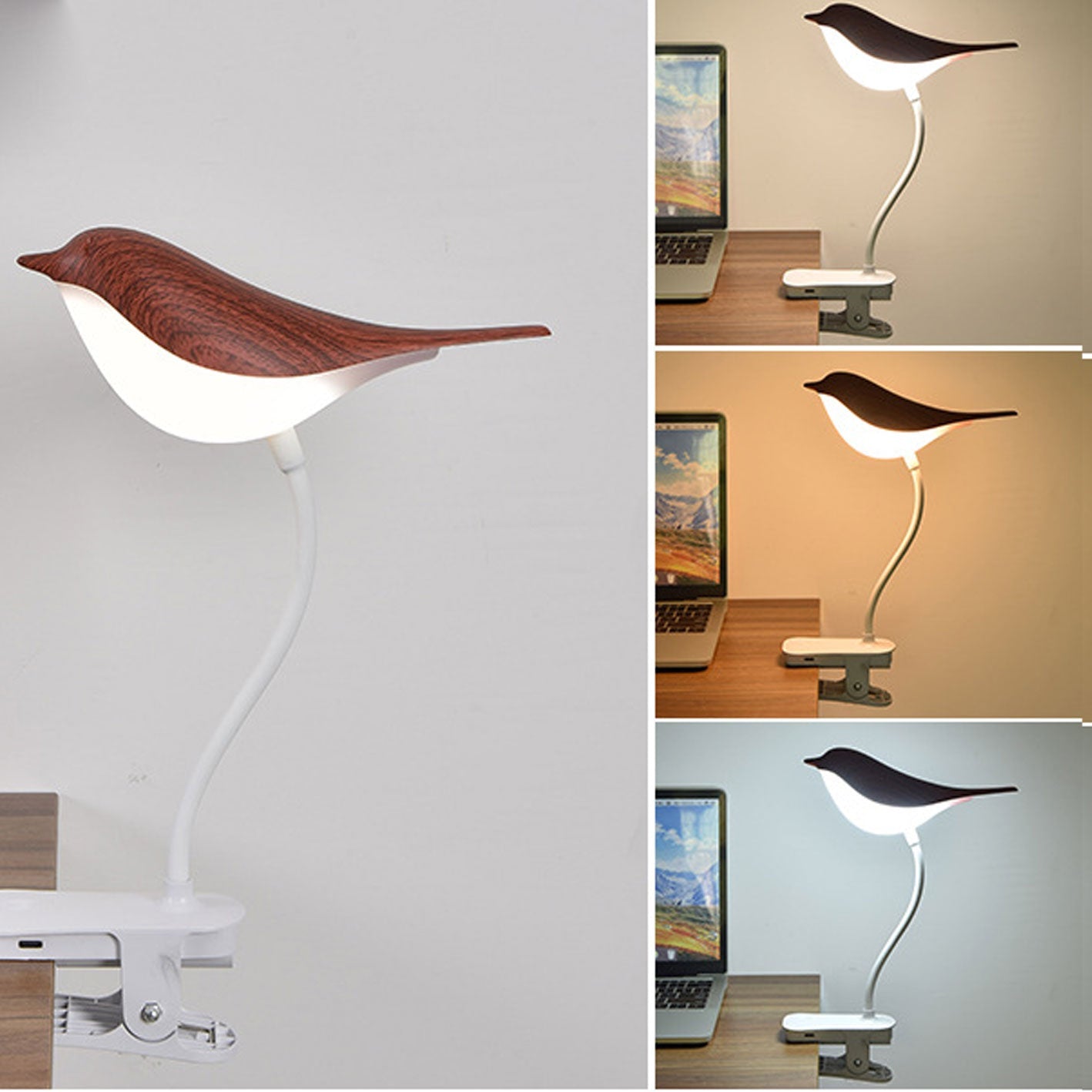 Floroux LED Table Lamp Nordic | USB Charge | Night Light with Bird Clip | Modern Design