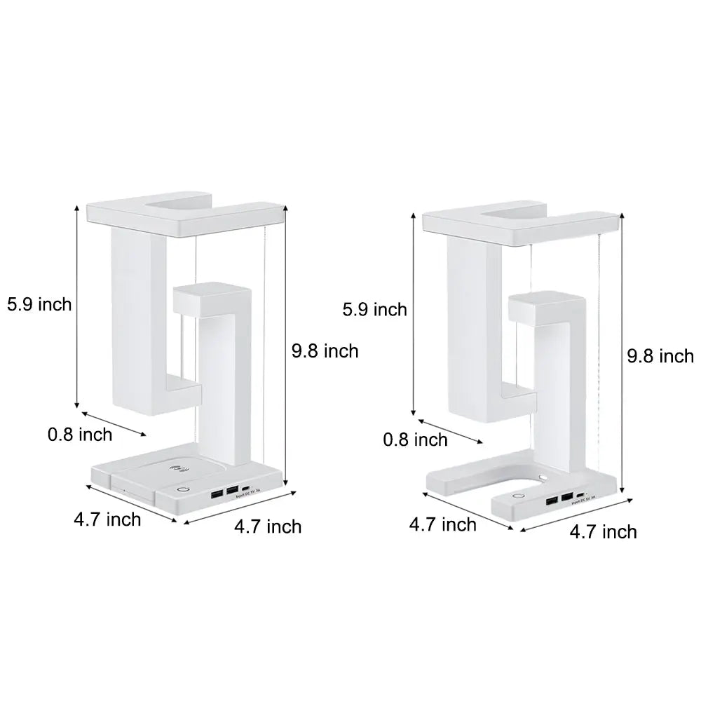 LumiLev - Lampe de table anti-gravité flottante avec chargement sans fil et lumière LED