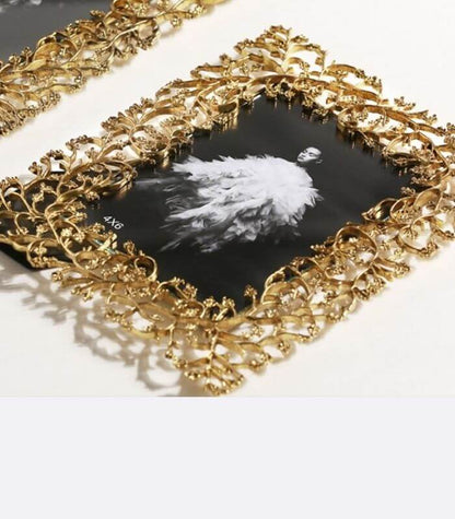 Cadre d'écran Feuilles dorées Cadre photo en métal