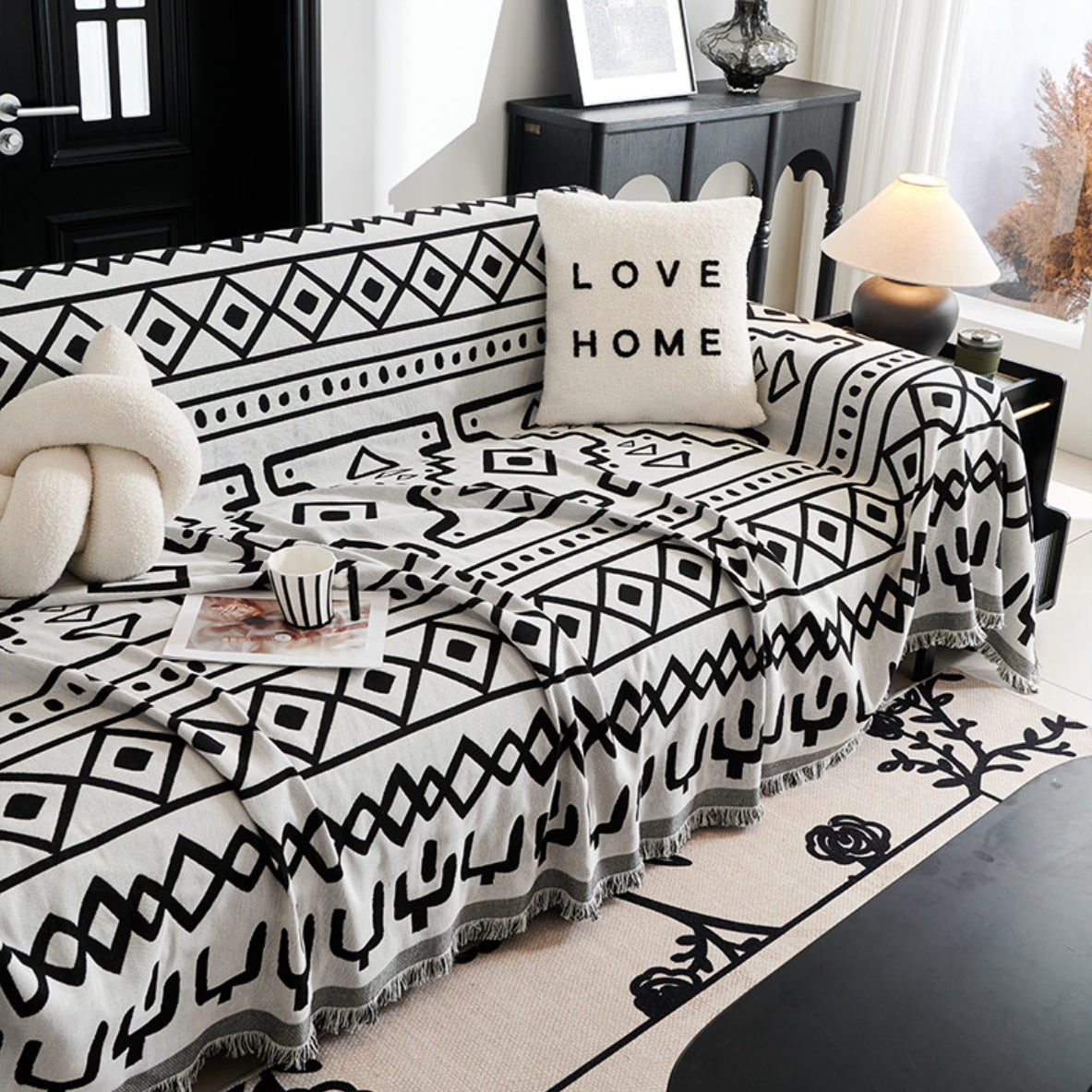 Couverture de canapé/couverture Bohemia noire