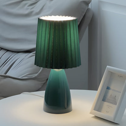 30cm Tissus plissés - Lampe de table avec base en verre et USB, Dimmable avec 1 point lumineux