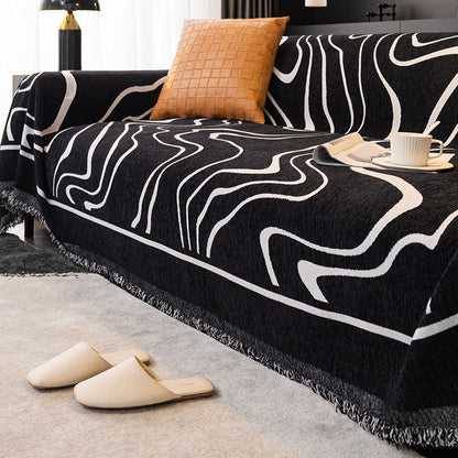 Couverture Throw Monochrome Chic en Chenille pour Canapé/Divan