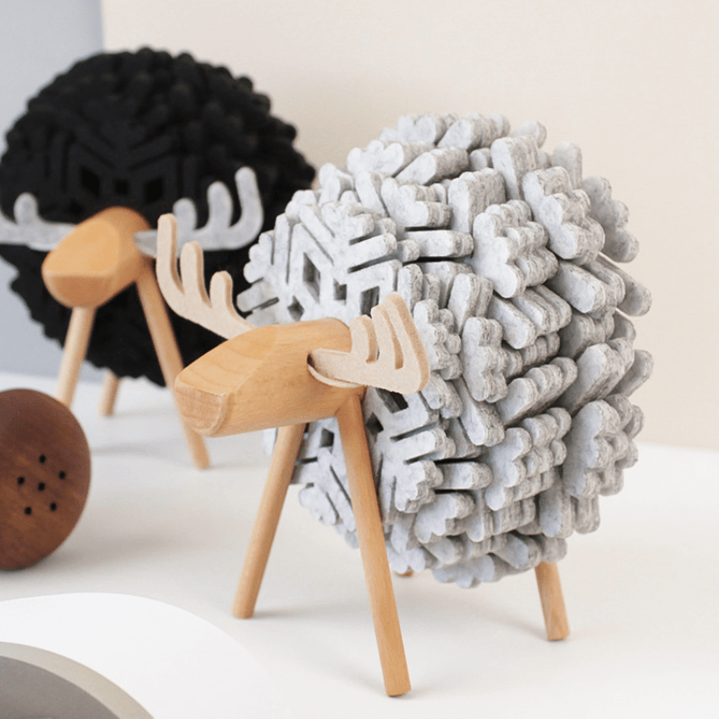 Floroux ensemble de sous-verres 12 pièces | Sous-verres en feutre de haute qualité | Élégant et protecteur | En blanc, bleu et noir