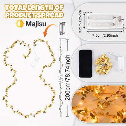FairyLume – Élégante Guirlande Lumineuse en Feuille Dorée