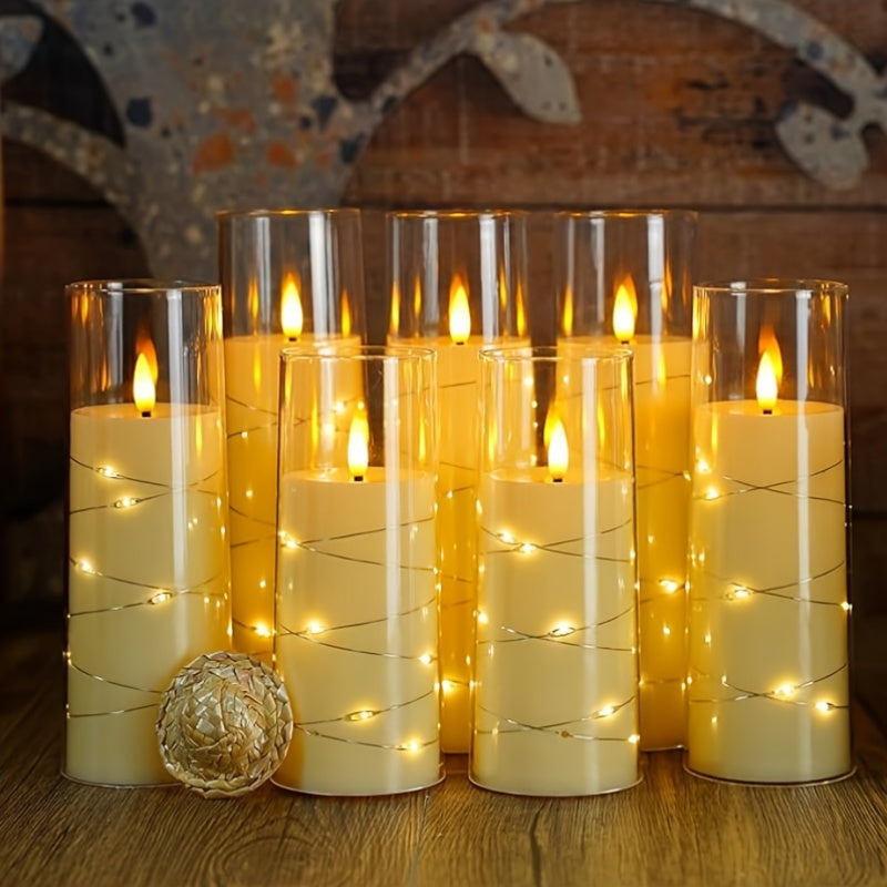 Bougies LED romantiques 3 pièces avec télécommande - Luminosité ajustable et fonction minuterie, idéales pour les fêtes, les mariages et la décoration d'hôtel