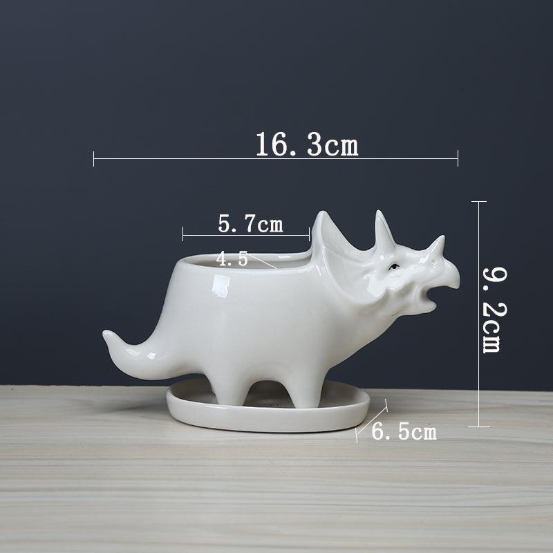 Dinosaur plant pot Floroux | Cute dinosaur succulent pot with drainage tray | Home decoration