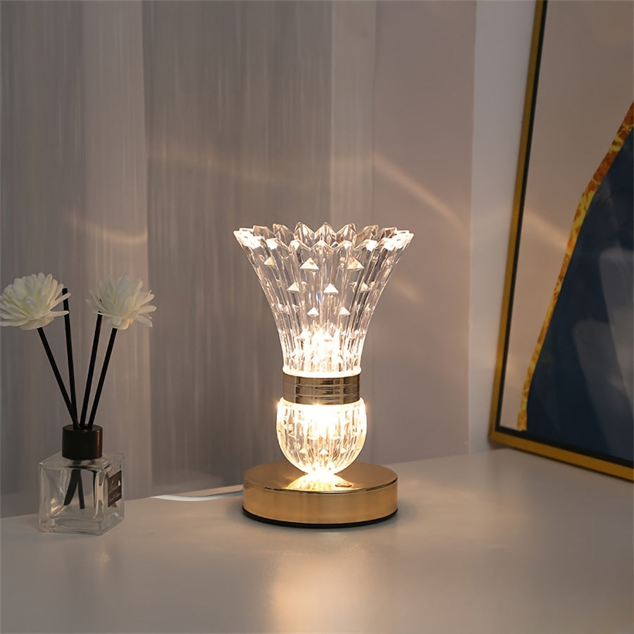 CrystalGlow Lampe – Lampe de Table LED de Luxe en Cristal