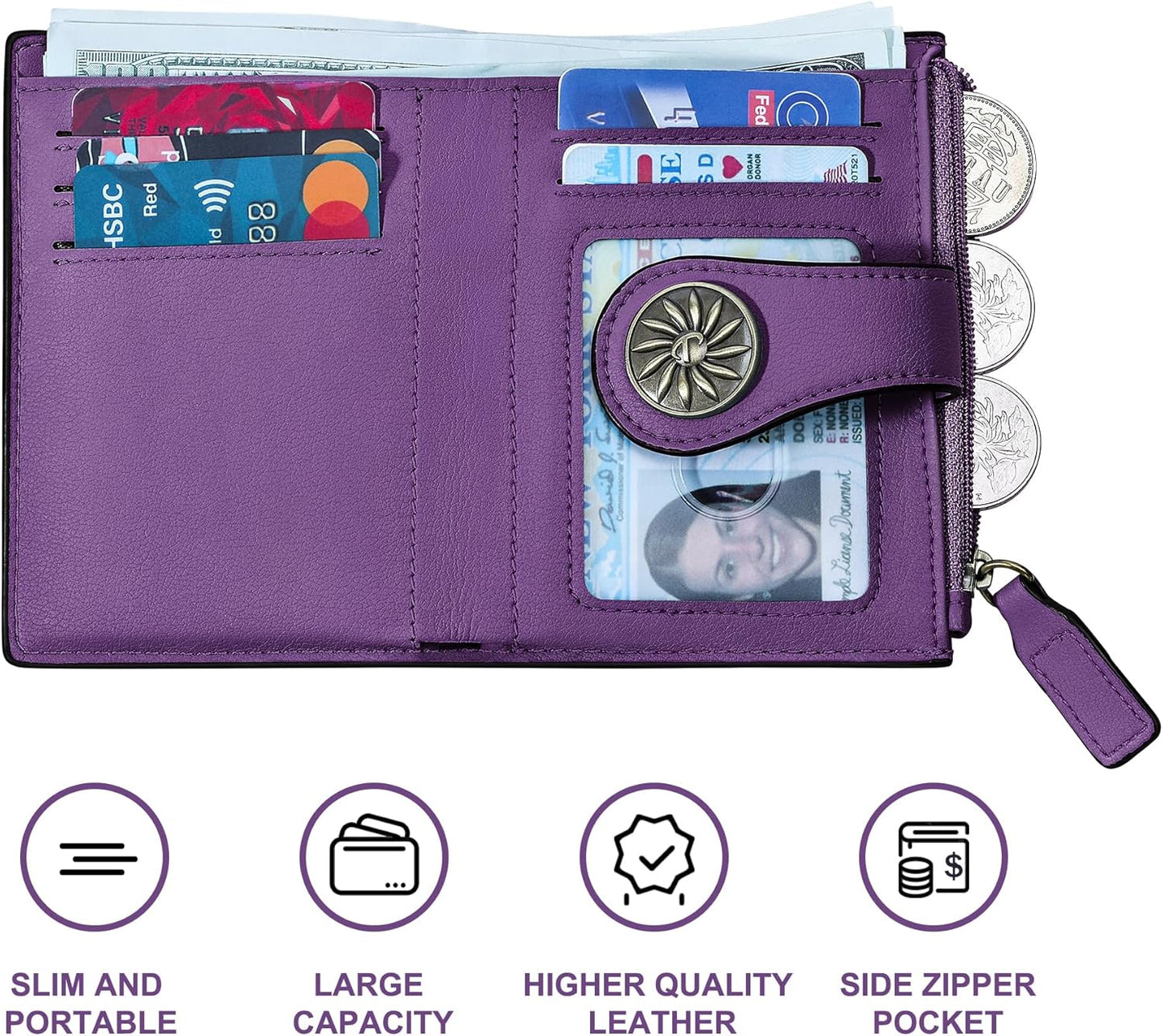 ClaireSlim – Élégant portefeuille RFID pour femmes avec fermeture éclair