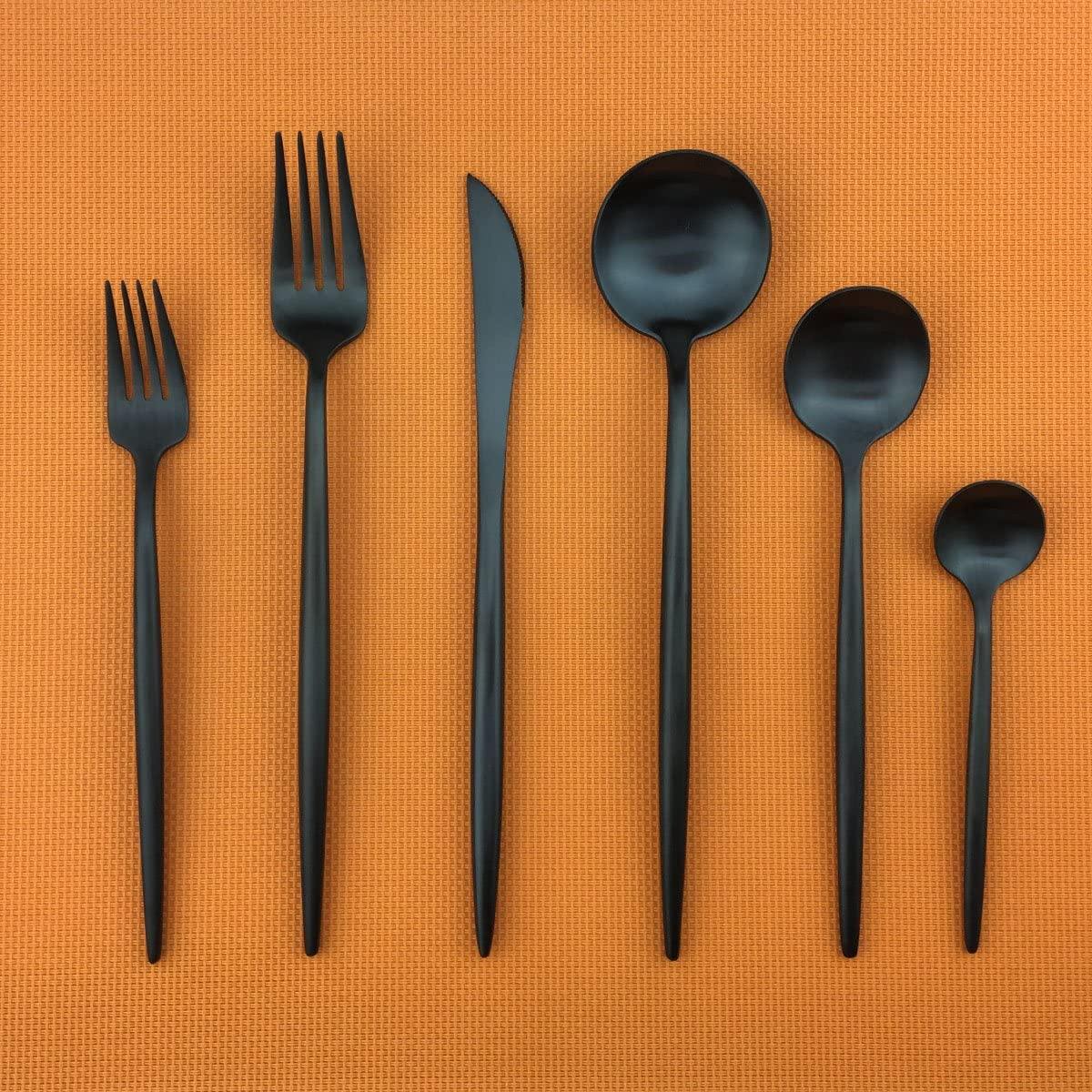 Floroux ensemble de couverts minimaliste de 36 pièces | Acier inoxydable | Design moderne | Durable et passant au lave-vaisselle | Pour 6 personnes