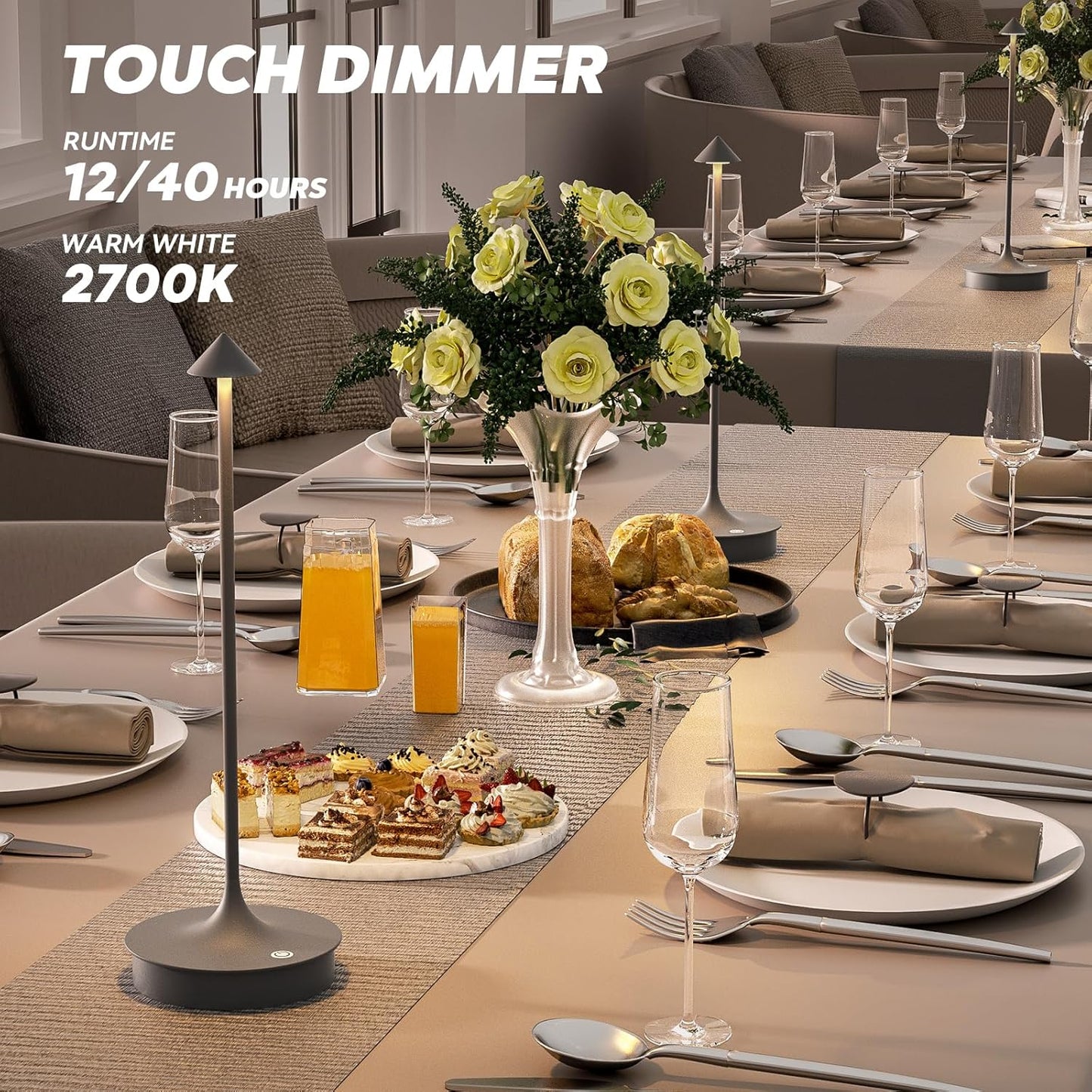 Floroux Lampe de table sans fil - Set de 2 lampes de table à batterie