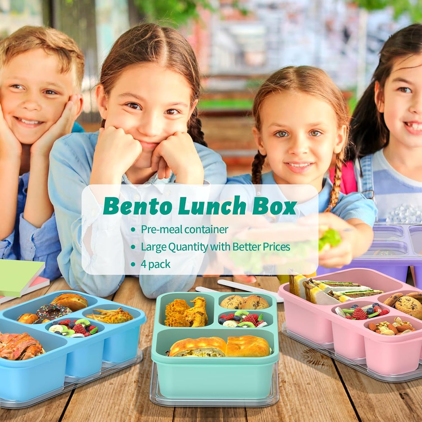 BentoBox - Ensemble de Conteneurs de Repas Élégants 4 pièces