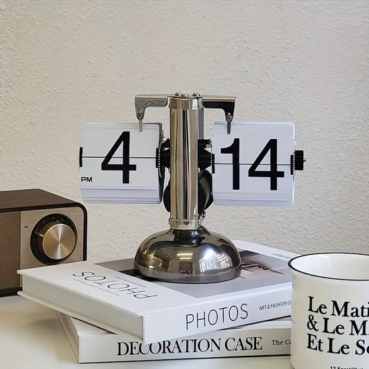 Clocteck Horloge à Retour Automatique - Horloge de Bureau Rétro pour Décoration de Maison et de Bureau