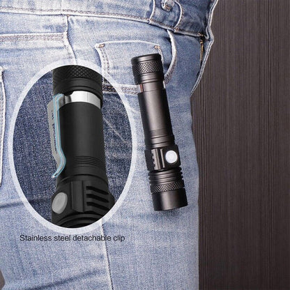 Floroux - Super lumineux 90000LM lampe de poche tactique zoomable avec batterie rechargeable