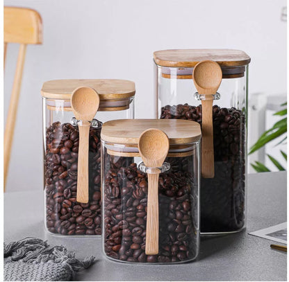 Bocal en verre de 500Ml avec couvercle en bambou