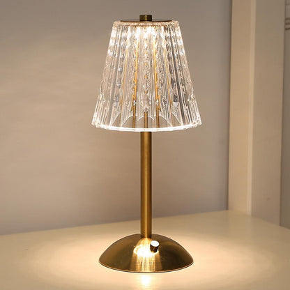 Alise - Lampe de table rechargeable en cristal doré