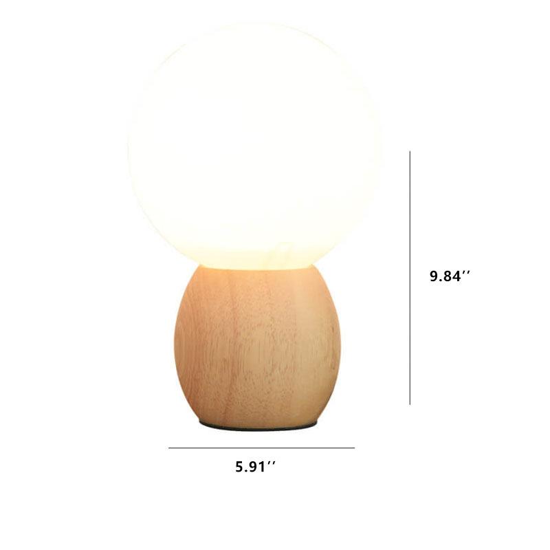 Floroux Lampe de Table en Bois Nordique avec Globe en Verre Laiton | Lumière LED | Lumière Ambiance Chaude