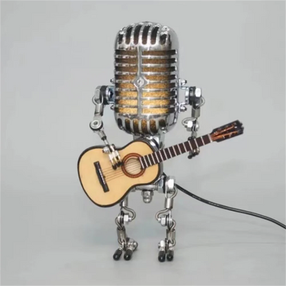 Floroux Robot Table Lamp with Guitar | Vintage Décor Light | Mood Lamp for Music Lovers