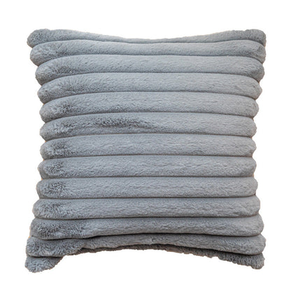 Housse de coussin rayée en fausse fourrure