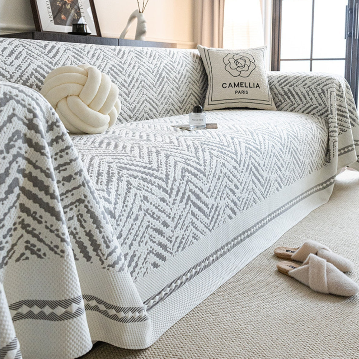 Couverture d'appoint en chevron d'été pour canapé/divan