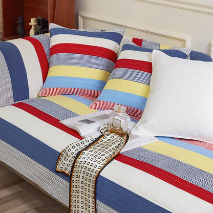 Coussin de canapé en coton à rayures rétro