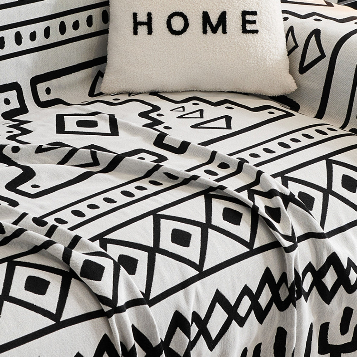 Couverture en jeté pour canapé/sofa Bohemia noir