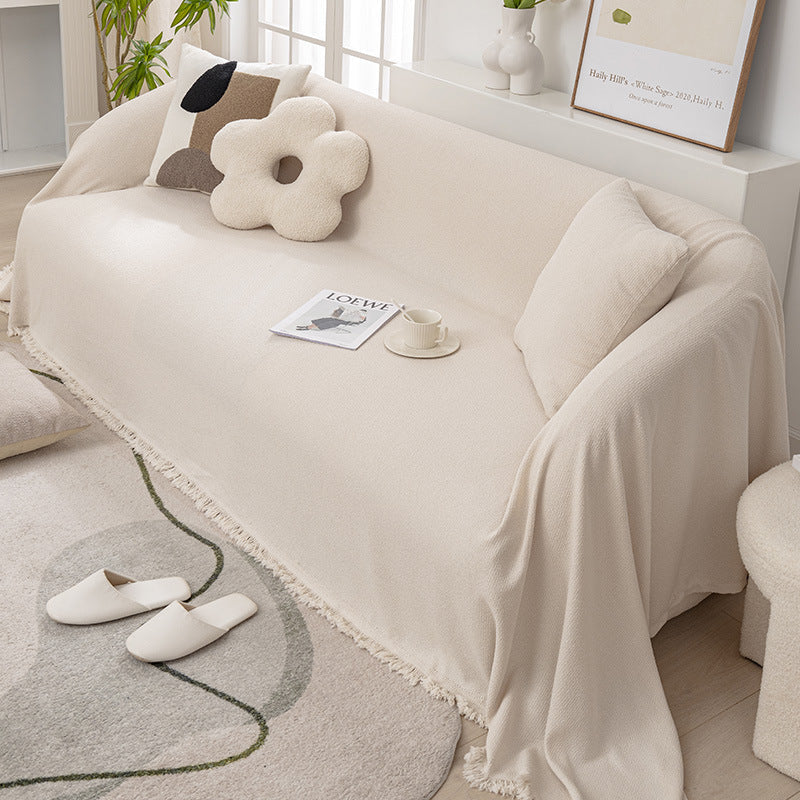 Couverture de sofa/canapé réversible en chenille doux léger