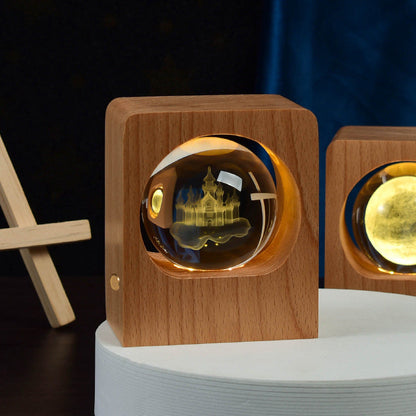 3D Espace Boule de Cristal USB Dimmable Luminaires de Nuit