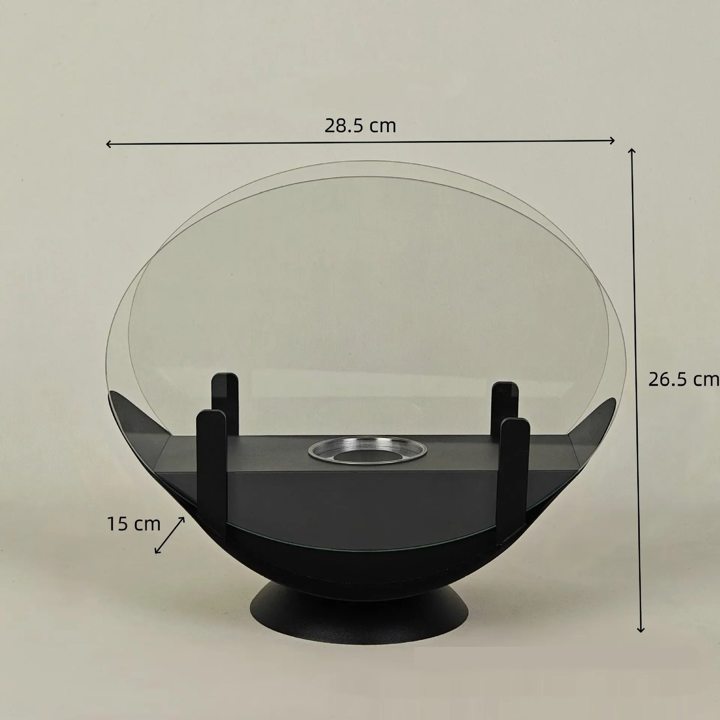 Floroux - Cheminée de table ovale noire portable en métal