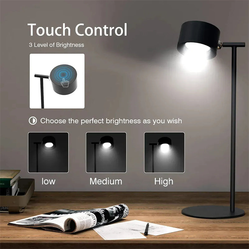 Lampe de table 2-en-1 à batterie avec rotation à 360 degrés