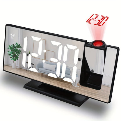 ProjectTime Horloge - Miroir de projection LED grand et élégant