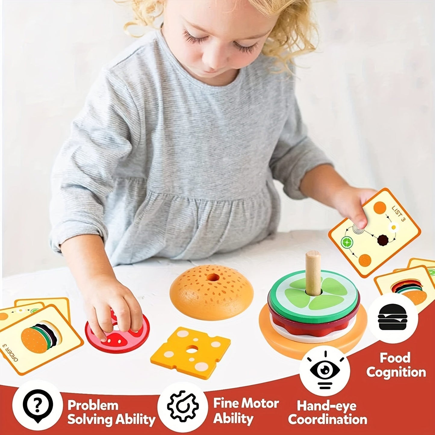 BurgerBuilders - Jouet de construction créatif Montessori