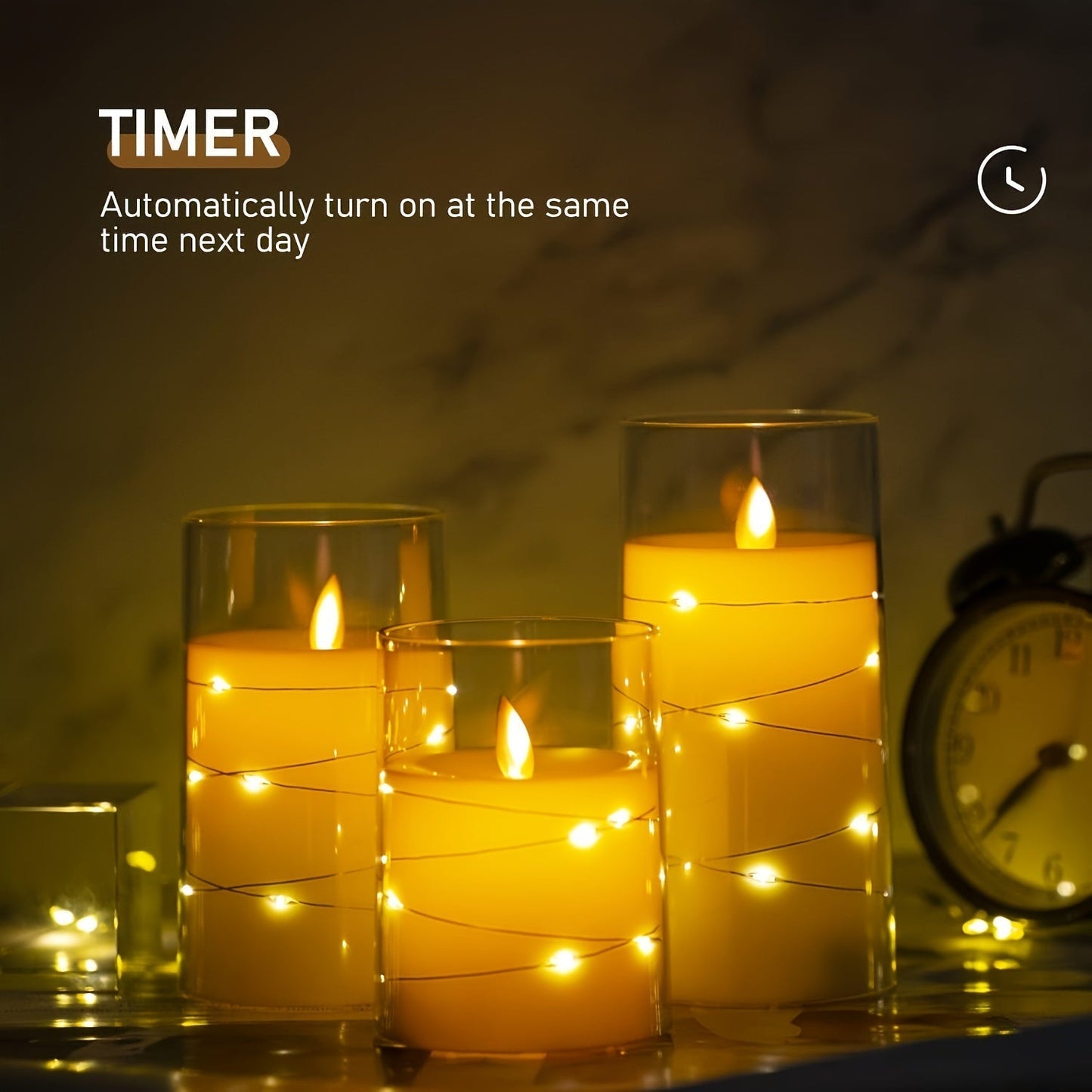 Bougies LED romantiques 3 pièces avec télécommande - Luminosité ajustable et fonction minuterie, idéales pour les fêtes, les mariages et la décoration d'hôtel