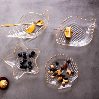 Plates à dessert en verre créatif en forme de coquillage