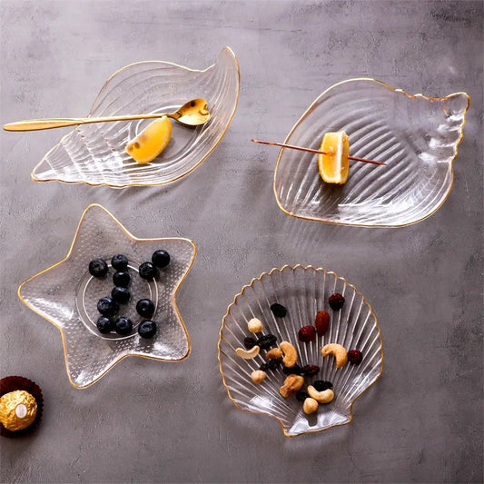 Plates à dessert en verre créatif en forme de coquillage