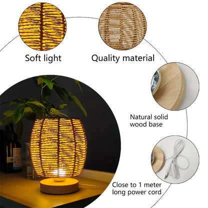 EcoLoom Lampe de Table – Bois Fait Main avec LED