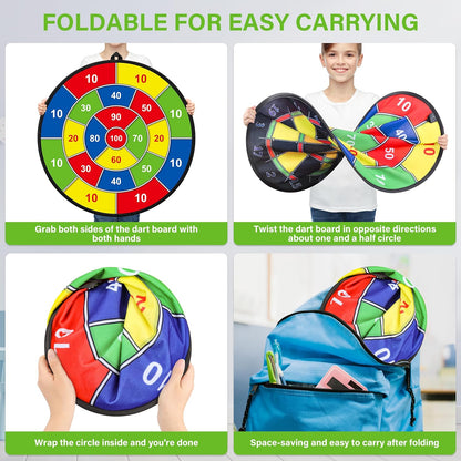 Grand tableau de fléchettes double face pour enfants – Jouez, apprenez et détendez-vous