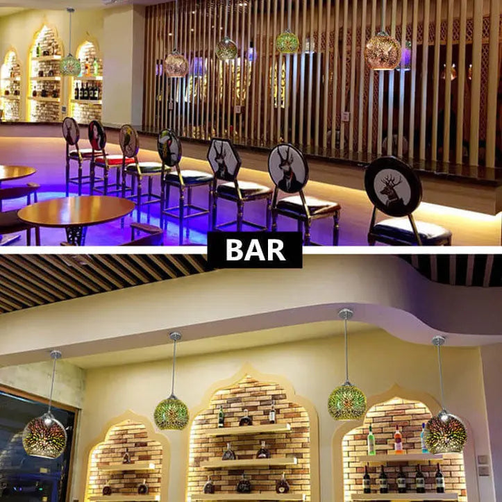 ÉclatFestif | Suspension en Verre Coloré 3D avec Lumière Éblouissante