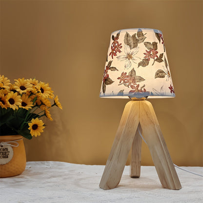 FloralGlow Lampe - Élégante lampe de table LED avec bois