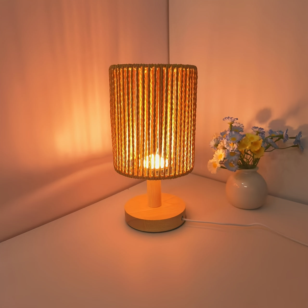 BarrelGlow Lampe - Design en Bois avec Rayures